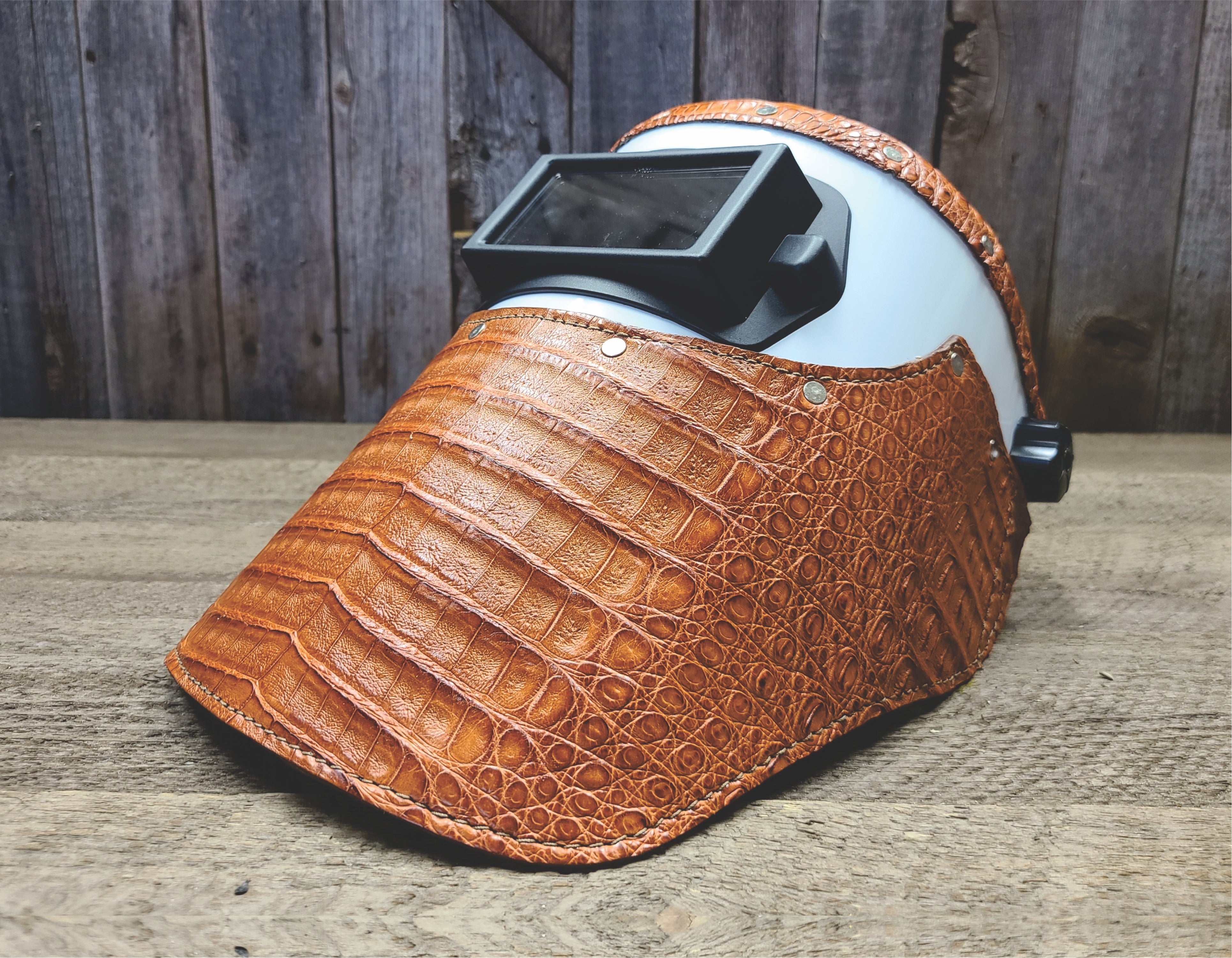 Outlaw Leather - Welding Hood - Cognac Caiman